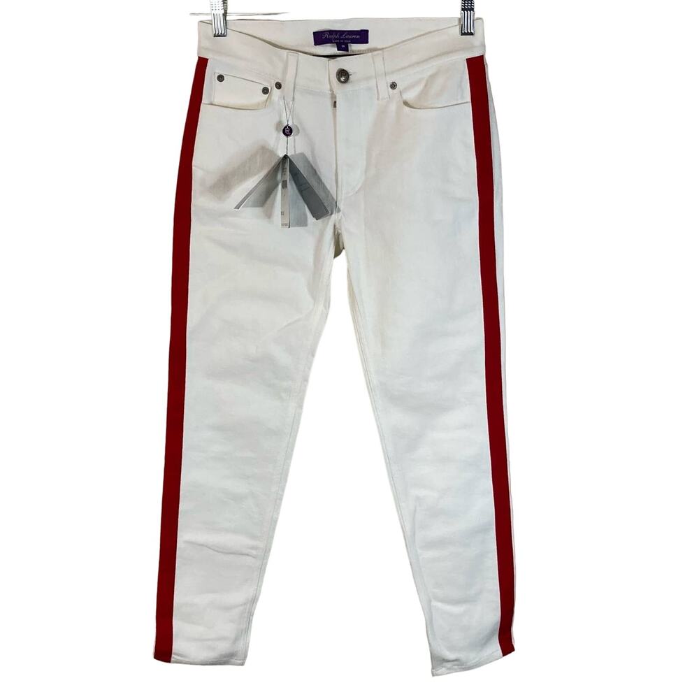 Women's Ralph Lauren Purple Label White 400 Matchstick Skinny Jeans Tuxedo Sz 28
